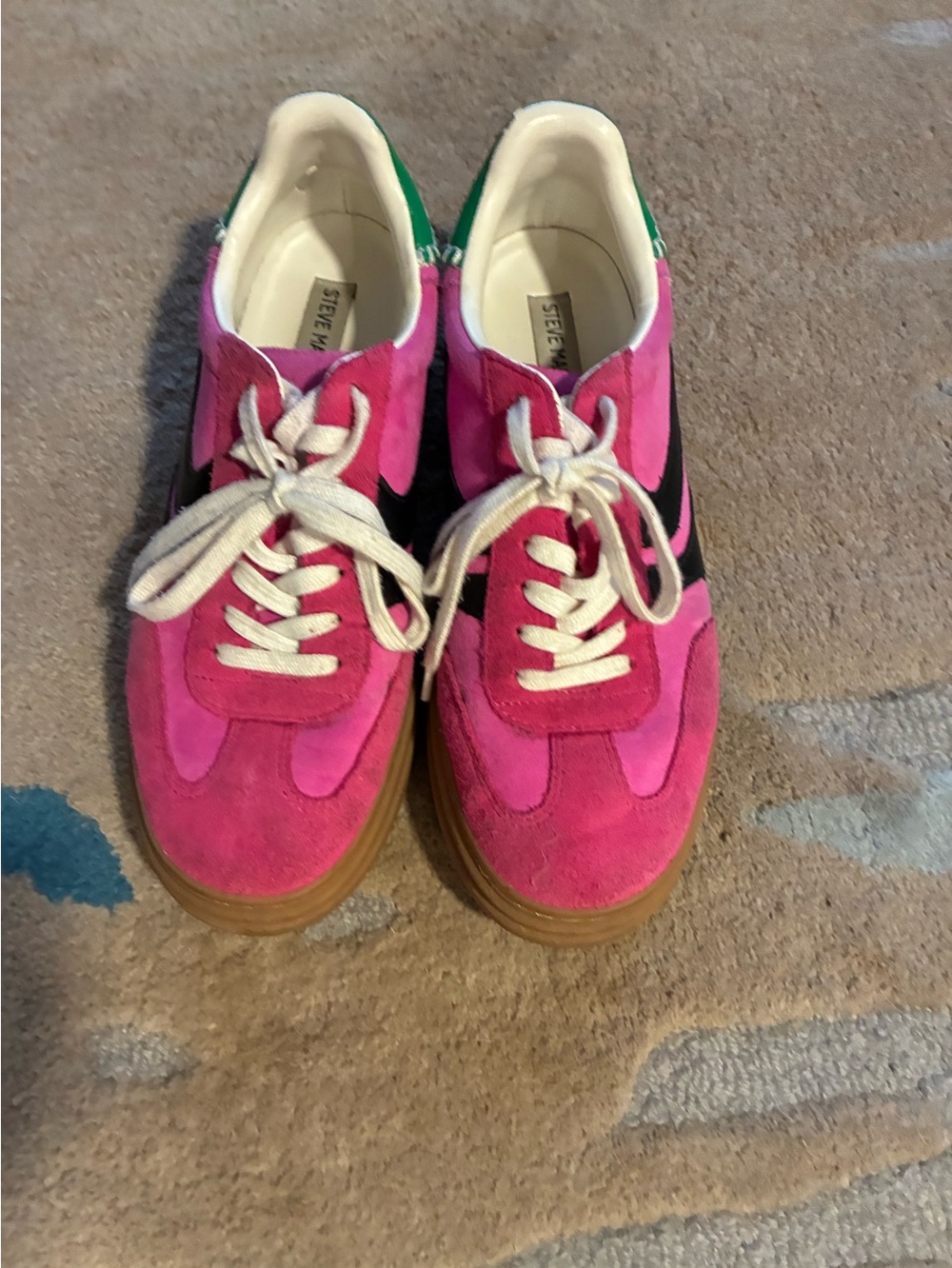 Steve Madden Pink Suede Lace-Up platform Sneakers